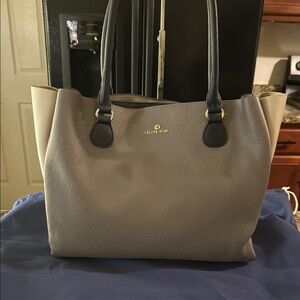 Celine Dion 100% leather Gray and Black and tan Women's Tote. Gently used once